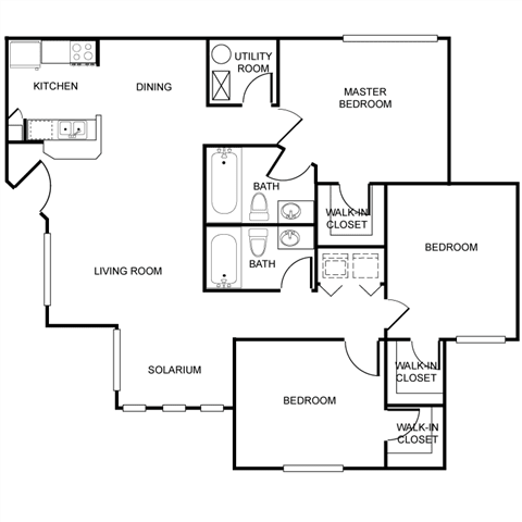 a floor plan of a house with bedrooms and a living room