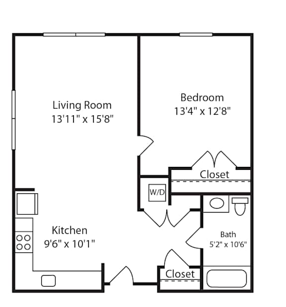 Floor Plan  1 Bed 1 Bath Montgomery IV at Gardens of Traville, Rockville