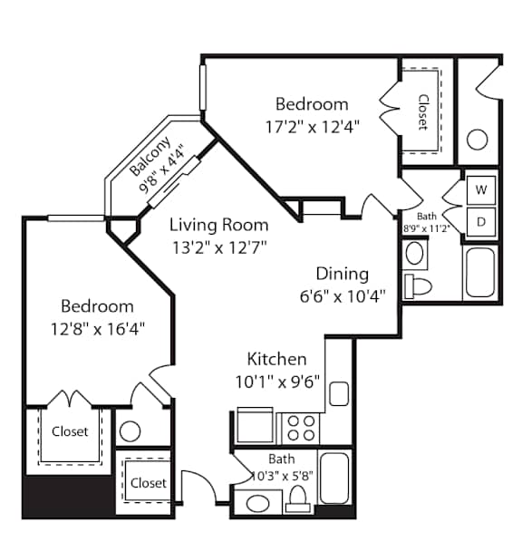 Floor Plan  2 Bed 2 Bath Strathmore V at Gardens of Traville, Rockville, MD, Maryland , 20850