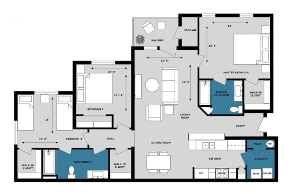 3 bedroom floor plan
