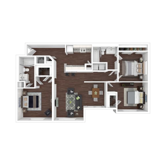 Floor Plan of a Three Bedroom Apartment