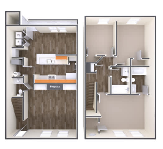 3D 3 Bedroom 2.5 Bathroom Floorplan at The Regency Apartment Homes/Broad Pointe, Manassas