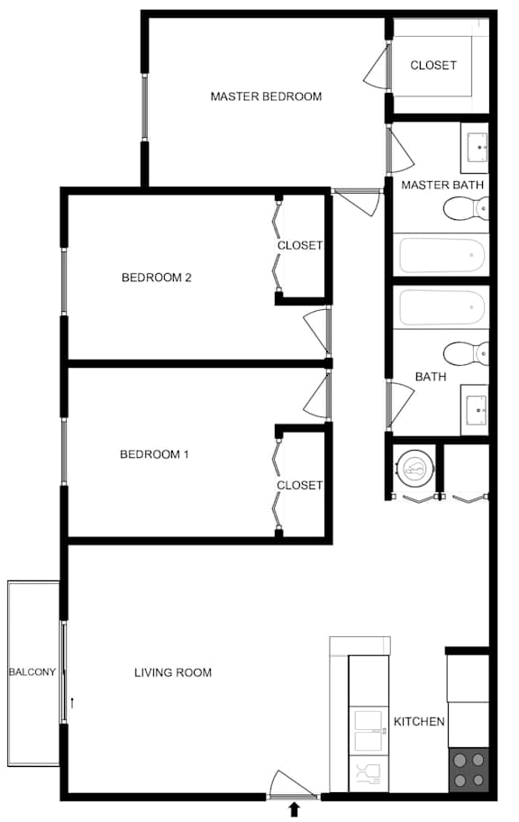 a floor plan of a house with a bedroom and a living room