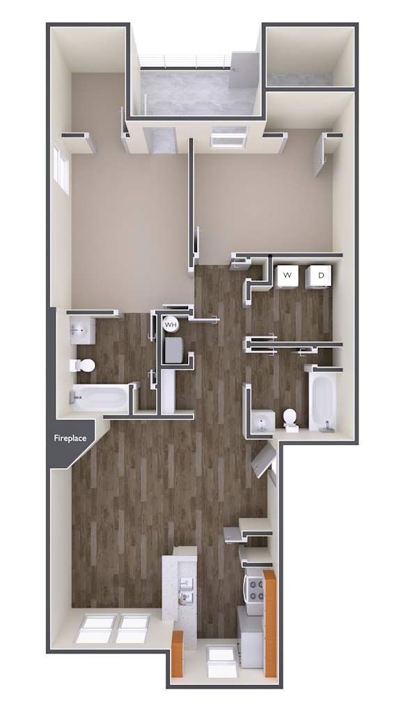 2 Bed 2 Bath Floor Plan at The Regency Apartment Homes, Manassas, VA