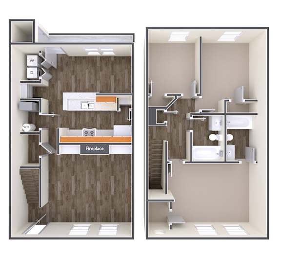 3 Bedroom With Fireplace Floor Plan at The Regency Apartment Homes, Manassas Virginia