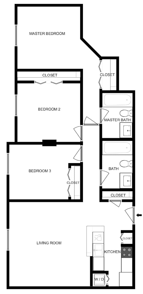 Floor Plan  A Floor Plan of a 3 Bedroom Apartment