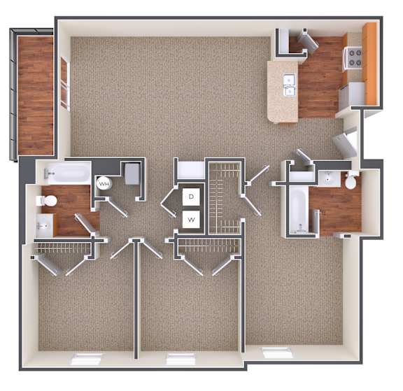 Lyric Floor Plan at Woodwind Villa Apartments, Woodbridge, 22191