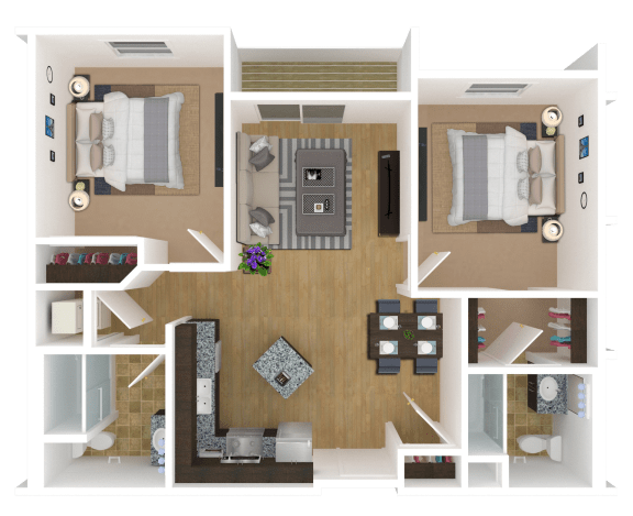 2 Bedrooms, 2 Bathrooms Floor Plan at Arbor Ridge, Minnesota