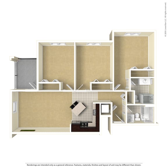 a bedroom floor plan with a bathroom and a closet at Boulder Ridge, Duluth Minnesota