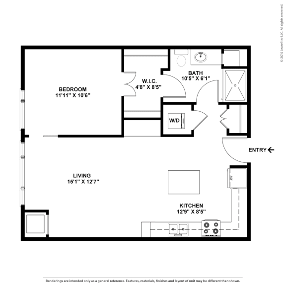 a floor plan of a house with a bedroom and a living room at Bluestone Flats, Duluth