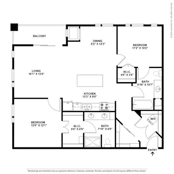 this floor plan is an approximation of our 1 bedroom floor plan at Bluestone Flats, Duluth, Minnesota