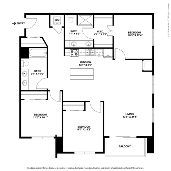 a floor plan of a home with a bedroom and a living room at Bluestone Flats, Duluth, 55803