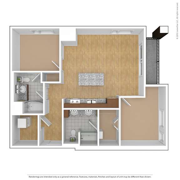 a floor plan of a 1 bedroom apartment with a bathroom and a kitchen at Bluestone Flats, Duluth, 55803