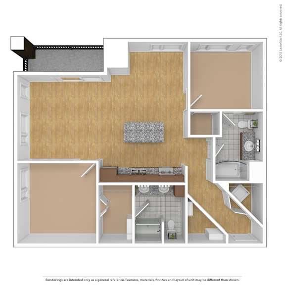 a 1 bedroom floor plan with a bathroom and a living room at Bluestone Flats, Duluth, 55803