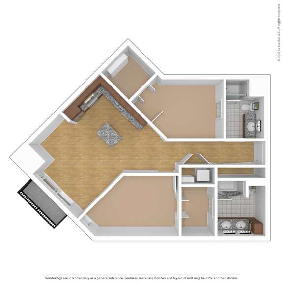 a floor plan of a small apartment with a bedroom and a bathroom  at Bluestone Flats, Duluth, MN