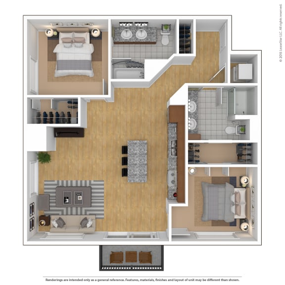 a floor plan of a home with a bedroom and a living room at Bluestone Flats, Duluth, Minnesota