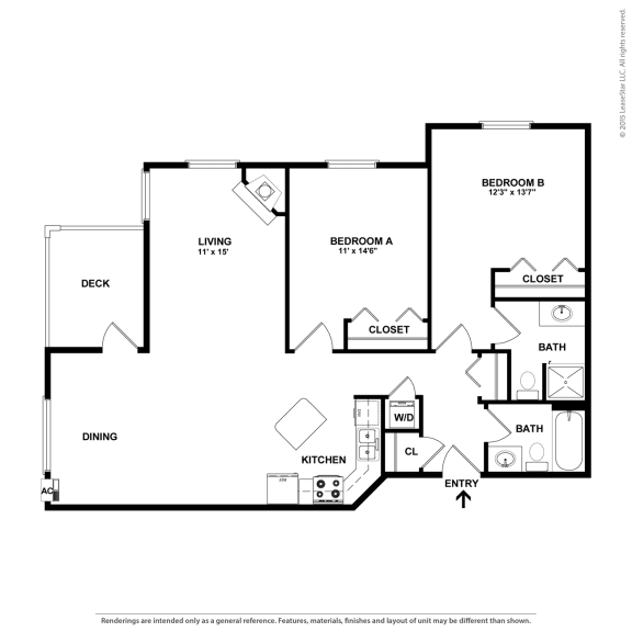 this floor plan is an approximation of a 1125 sq ft floor plan at Summit Ridge, Duluth, MN, 55811