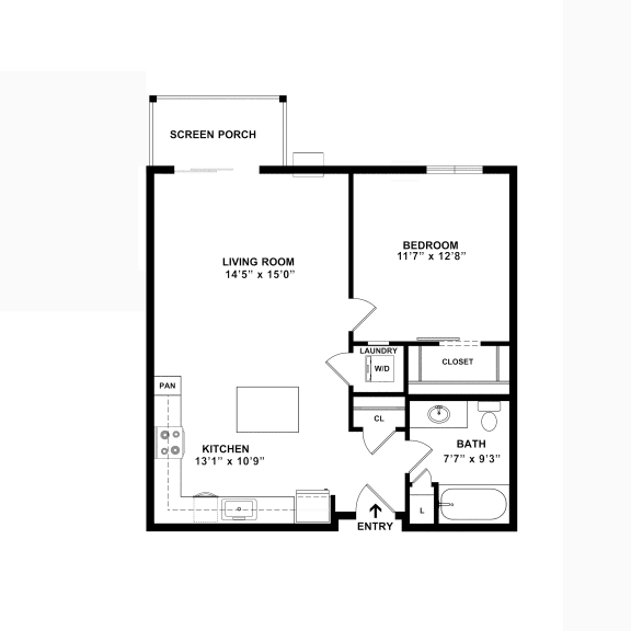 a floor plan of a 1 bedroom floor plan  at Timber Ridge, Minnesota