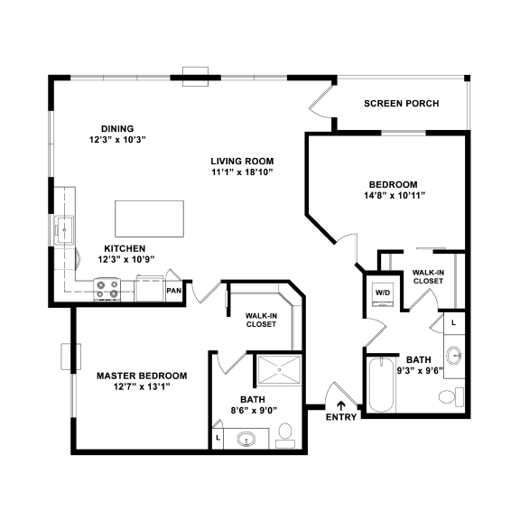 a floor plan of a house with a bedroom and a living room  at Timber Ridge, Forest Lake, MN