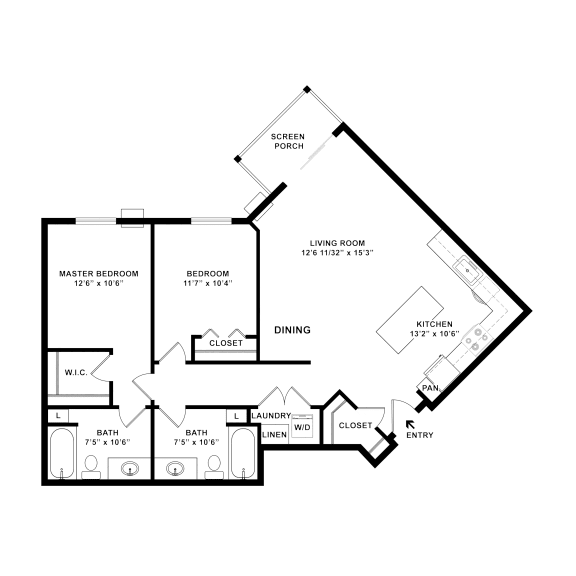 a floor plan of a house showing the bedrooms and the living room  at Timber Ridge, Forest Lake