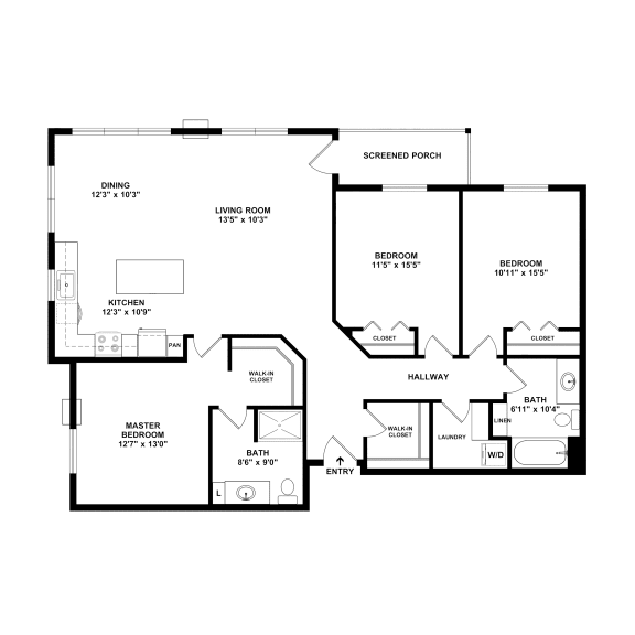 3 Bed 2 Bath Floor Plan  at Timber Ridge, Forest Lake, MN, 55025