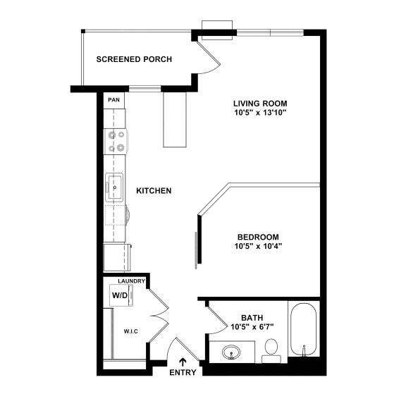 a floor plan of a 1 bedroom floor plan  at Timber Ridge, Minnesota, 55025