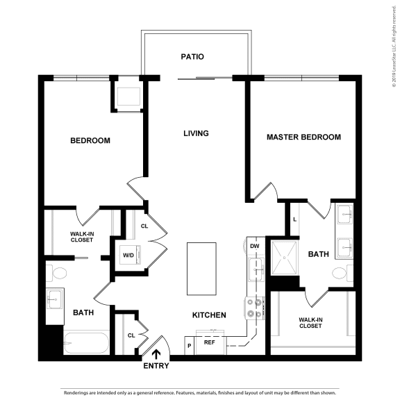 this floor plan is an approximation of a 1125 sq ft floor plan  at Vue at Bluestone, Duluth, MN, 55803