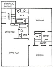 A black and white image of a floor plan for a house.