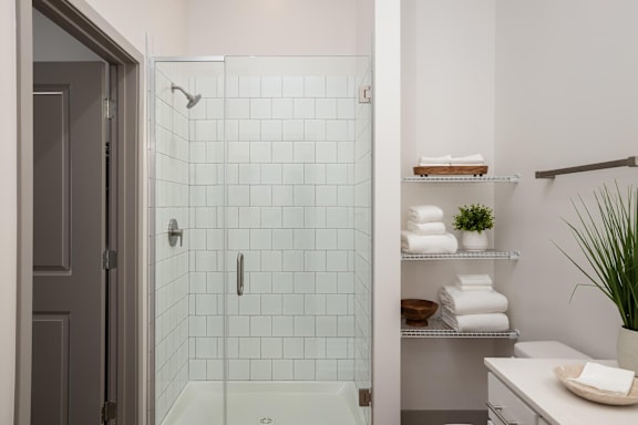 Glass Enclosed Shower at Converge KC Uptown, Missouri, 64111