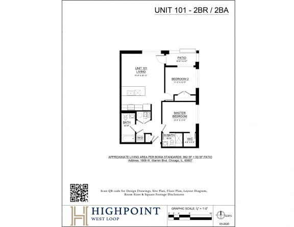 a floor plan of a unit with a bedroom and a bathroom