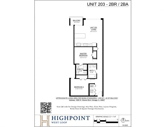 a floor plan of a unit at the highpoint residential