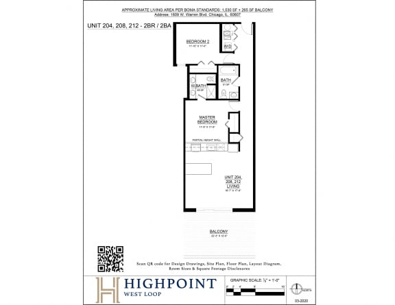 the highpoint floor plan  west loop apartments  670 sq ft