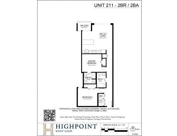 a floor plan of a unit at the residences at