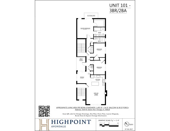 the floor plan of unit 1018b