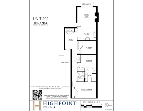 the floor plan of unit 203 of the highpoint condos