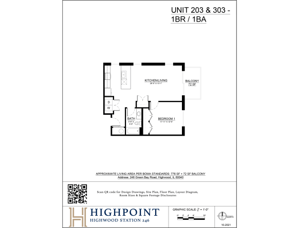 a floor plan of a unit at the highpoint residences