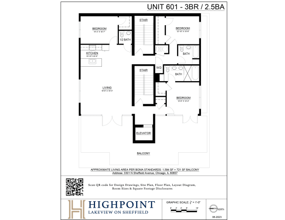 a floor plan of a unit of the highpoint apartment building