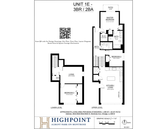 a floor plan of unit e of the high point apartments