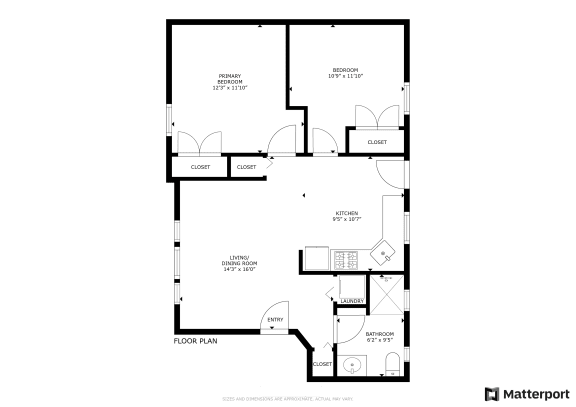 this floor plan is an approximation of a 1 bedroom floor plan
