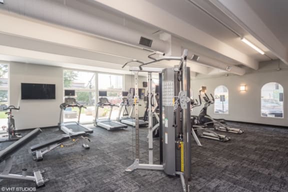 Upgraded fitness center with all the weights and equipment you need  at 4805 E Kentucky in Denver, CO