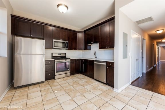 Stainless steel appliances with a built in microwave
