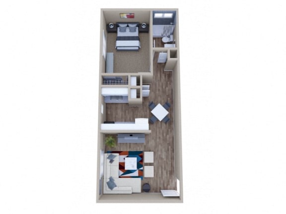 a floor plan with a bedroom and a living room