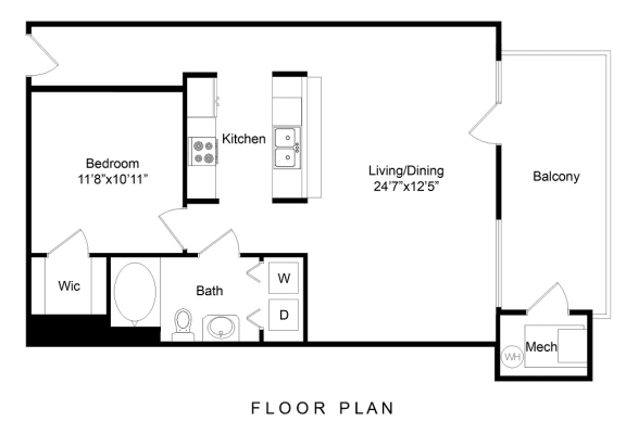 a floor plan of a small house with a bedroom and a living room