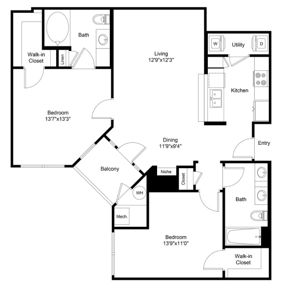 a floor plan of a house with a bedroom and a living room