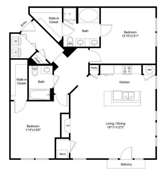 a floor plan of a house with a bedroom and a living room