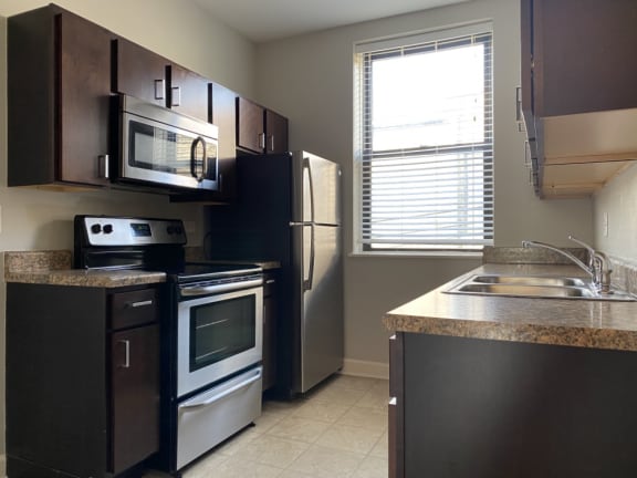 Beautiful kitchen with stainless steel appliances