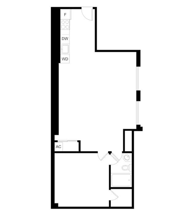 A black and white image of a floor plan with labeled rooms.