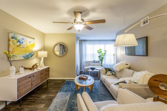 Ceiling Fans in Living Room Space at Fusion Apartments, Orlando, 32818