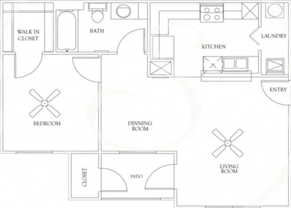A floor plan of a house with a living room, dining room, kitchen, and bedrooms.