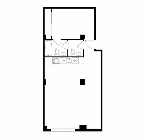 Floor Plan  A floor plan of a house with two bathrooms.